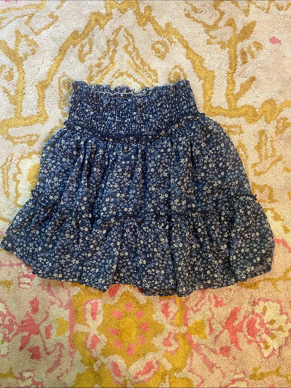 Blue Floral Flowy Skirt
